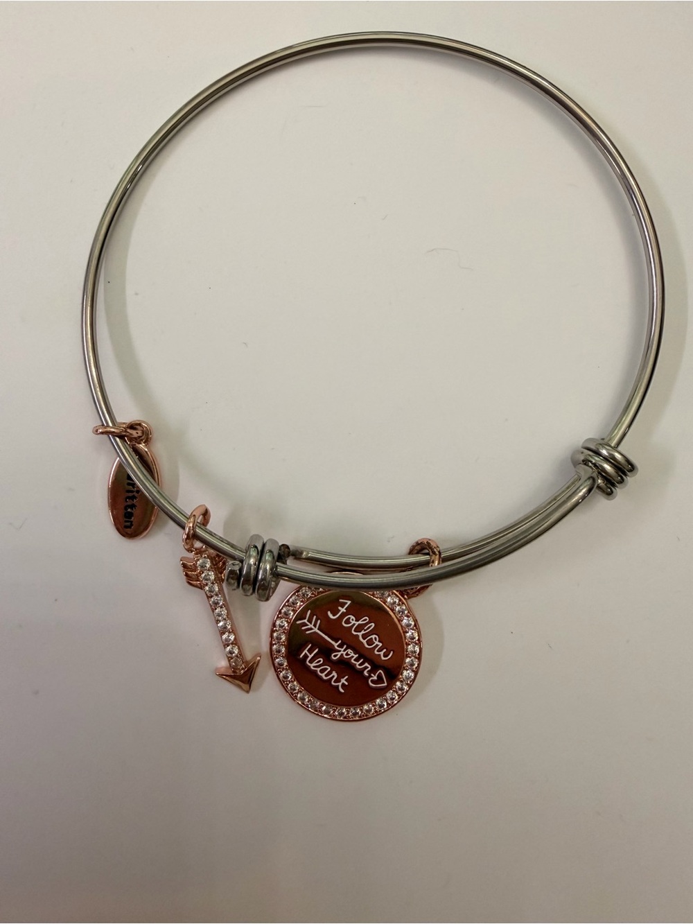 Alex and Ani Follow Your Heart Arrow Crystal Two Tone Expandable Bracelet